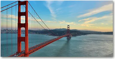Produktbild von Tulup Glas-Bild -140x70- Wandkunst Dekorative Wand für Küche & Wohnzimmer - Sehenswürdigkeiten & Architektur - San Francisco Brücke - Rot