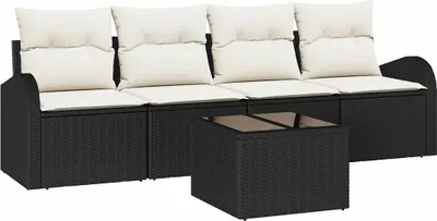 Produktbild von Möbel Gartensofa-Set - Outdoor-Lounge-Set - Schwarz 55 x 55 x 37 cm Poly-Rattan - Gartengarnitur - Gartensofas CLORIS9388726