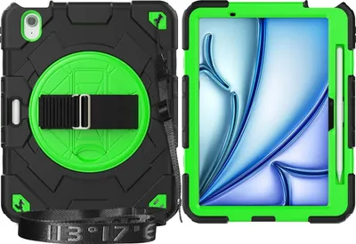 Obrázok produktu pre Pre Apple iPad Air 11 2024 / Air 5 4 Hybridné puzdro s popruhom čierne / zelené