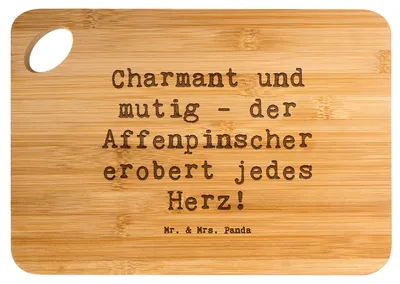 Produktbild von Mr. & Mrs. Panda Holzbrett Spruch Affenpinscher Charmeur - Transparent - Geschenk, Brett, intelligenter Hund, Hundeliebhaber, quirlig, Frühstücksbrettchen, Hackbrett