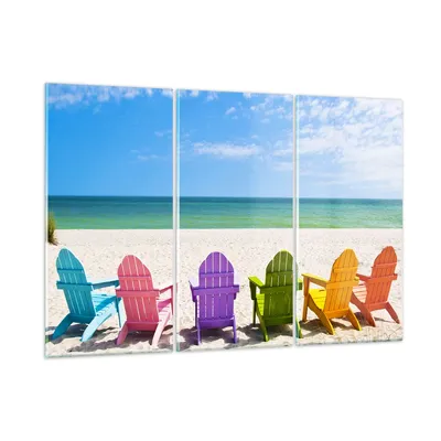 Produktbild von Bilder auf glas - Sunbed ufer florida Sommer - 165x110cm - Glasbilder - Wandbilder - Kunstdruck - zum Aufhängen bereit - Wanddekoration aus Glas - Glas Bilder - Wandbild auf Glas - GCE165x110-3160