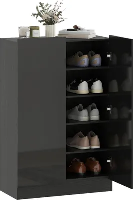 Produktbild von Schuhschrank - Flurmöbel - 2 Türen - Soft-Close - Verstellbare Einlegeböden - Für 20 Paar Schuhe - Schwarz
