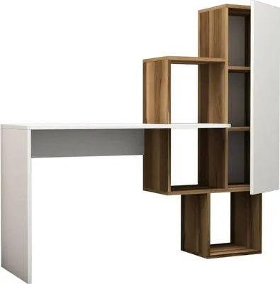 Produktbild von Schreibtisch Dmambrin, Mehrzweckschreibtisch, Bürotisch für PC, Eckschreibtisch, 145x45h75 cm, Walnuss und Weiß
