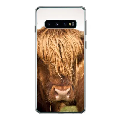 Produktbild von MuchoWow® Handyhülle Schutzhülle Hülle für Samsung Galaxy S10 Schottische Highlander - Braun - Gras Silikon Softcase Handy Hülle - Handytasche
