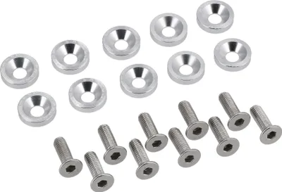 Immagine prodotto di Set: 10x disco svasato CNC M6, alluminio, 6.5x18x4.2mm, anodizzato argento, incl. Viti svasate in acciaio inox M6