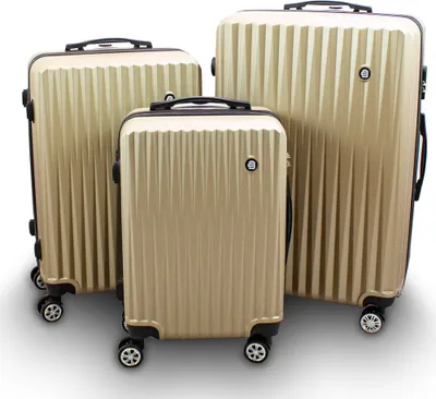 Produktbild von Barut Kofferset 3-teilig Reisekoffer Trolley Hartschalenkoffer ABS Teleskopgriff Modell General (Champagne) MS-17078