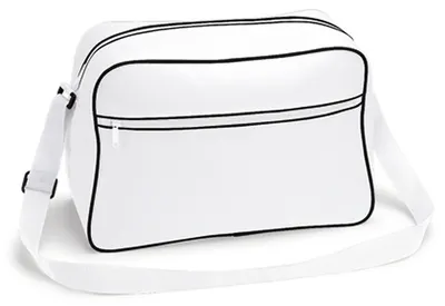 Produktbild von BagBase BG14 | Retro Shoulder Bag / Umhängeasche | 40 x 28 x 18 cm - Farbe: White/Black - Größe: 40 x 28 x 18 cm