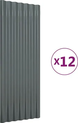 Produktbild von vidaXL Dachpaneele 12 Stk Verzinkter Stahl Anthrazit 100x36cm