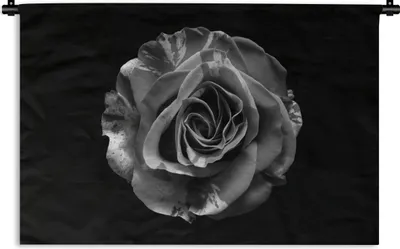 Produktbild von MuchoWow® Wandteppich Wandbehang Blumen - Rose - Schwarz - Weiß - Botanisch 120x80 cm Tapisserie Dekoration Wandtuch - Wanddekorationen - Wandtücher