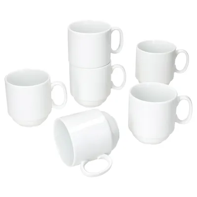 Produktbild von 6er Set Tommy Kaffeebecher 220ml weiß Porzellan 6 Personen stapelbar