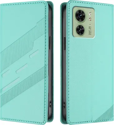 Image de Etui pour Motorola Edge 40, étui portefeuille en cuirPolyuréthaneavec fente pour cartes et fonction Türkis stand