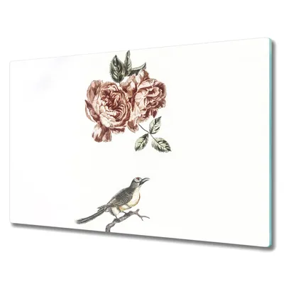 Produktbild von Coloray Hackbrett Küchenbrett Kochplattenabdeckung Schneidebrett Herdabdeckplatte 80x52 cm - Tiervogelblumen