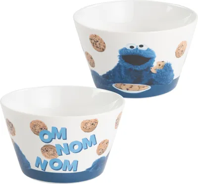 Produktbild von Sesamstraße Schüssel - Krümelmonster Om nom nom Cookie Müslischale Schale aus Porzellan 500 ml Weiß