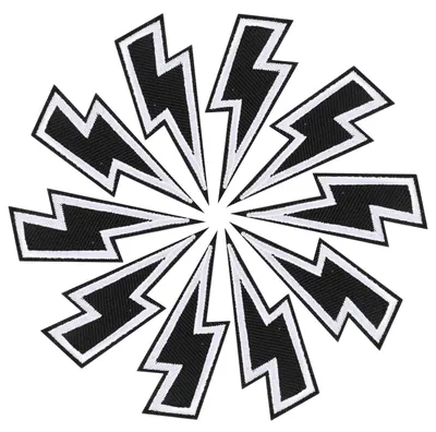 10 Blitz-Patches zum Aufbügeln, schwarz, 7x3 cm, Polyester