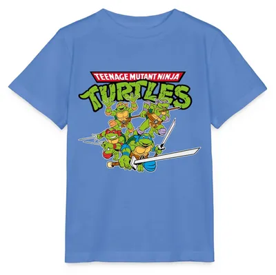 Produktbild von Spreadshirt Teenage Mutant Ninja Turtles Logo Kinder Basic T-Shirt, 110/116 (5-6 Jahre), Blau