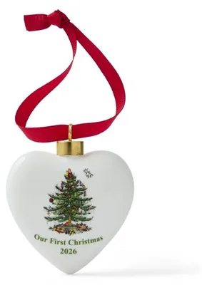 Herz-Anhänger "Unser erstes Weihnachten" 10 cm, Porzellan, 2026