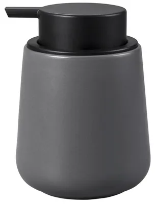 Image de Distributeur de savon en céramique, gris, 350 ml, rechargeable, avec une grande pompe, idéal pour la cuisine et la salle de bain