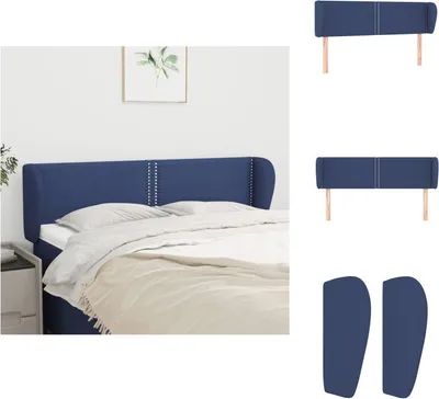 Produktbild von vidaXL Kopfteil mit Ohren Blau 147x23x78/88 cm Stoff -  Kopf- & Fußenden