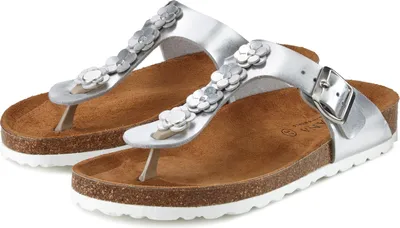 Produktbild von LASCANA Zehentrenner Sandale, Pantolette, offener Schuh, Sommerschuh, silberfarben Größe 39