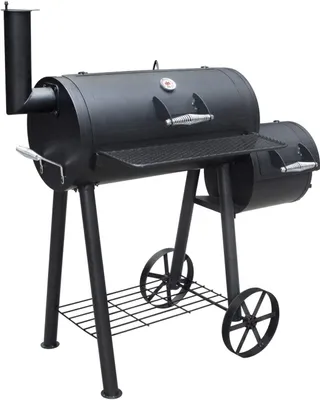 Produktbild von GRILLCHEF BY LANDMANN Holzkohle-Smoker | Deckel, Feuerschüssel und Feuerbox mit hitzebeständiger Lackierung versehen, 3-teiliger emaillierter Grillrost