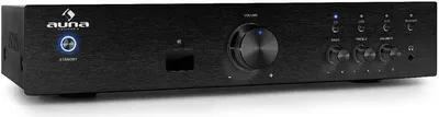 Produktbild von Auna Verstärker, HiFi Stereo Mini Verstärker, HiFi-Verstärker mit Bass & Treble Regler, 1 Kanal Audio-Verstärker, Stereo-Verstärker Lautsprecher mit Fernbedienung & AUX-Anschluss, AV Receiver