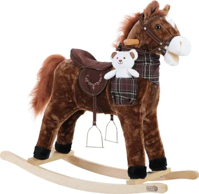Image de SPIELWERK® Fauteuil à Bascule Cheval Jouet à bascule Animal en peluche avec Fonction sonore Jouet enfant 3 ans et +