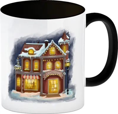Produktbild von Geschenkeladen Weihnachtsmotiv Kaffeebecher Schwarz