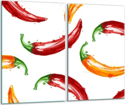 Produktbild von Herdabdeckplatten 2 teilig 30x52 Glaskeramikfeld Abdeckung Glas Chili