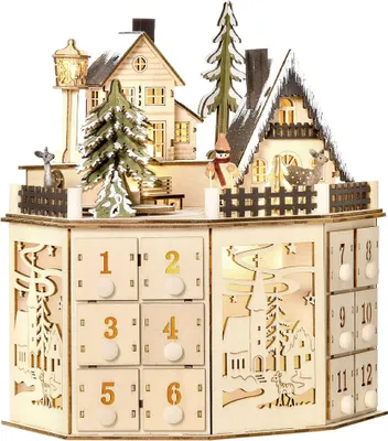 Produktbild von Adventskalender 830-414, Dekoration, LED-Lichter, 24 Schubladen, natur