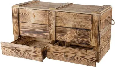 Image de Coffre en bois avec banc et système de rangement, marron