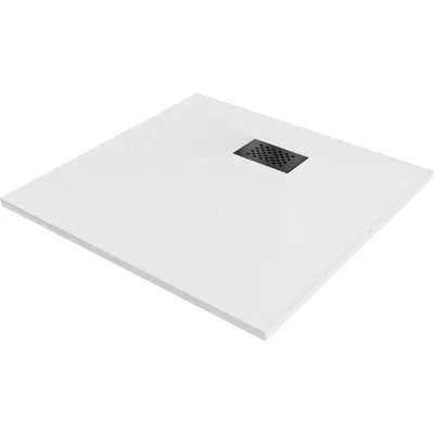 Zdjęcie produktu dla Mexen Hugo brodzik kwadratowy SMC 90 x 90 cm, biały, maskownica czarna - 42109090-B