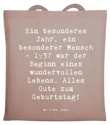 Produktbild von Mr. & Mrs. Panda Beutel Spruch 1937 Geburtstag - Braun Pastell - Geschenk, Geburtstagsgeschenk, Geburtsjahr, Tasche, Schultasche, Geburtstagswünsche, Laptoptasche, Uni
