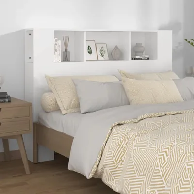 Obrázok produktu pre vidaXL Čelo postele s policami biele 140x18,5x104,5 cm - Skrinka na čelo postele - Skrinky na čelo postele - Skrinka na čelo postele