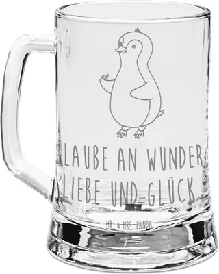 Produktbild von Mr. & Mrs. Panda Krug Pinguin Marienkäfer - Transparent - Geschenk, Liebe, Glaskrug, Kleine Wunder, Aufmerksam, Glück, Humpen, Gravur Bierkrug, Seidel, Bierhumpen