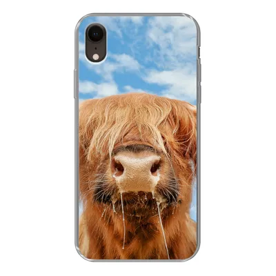 Produktbild von MuchoWow® Handyhülle Schutzhülle Hülle für iPhone XR Schottischer Highlander - Wolke - Tiere Silikon Softcase Handy Hülle - Schutzdeckel