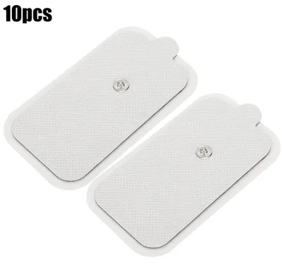Obrázok produktu pre 10 ks 5 x 9 cm/2 x 3,5 palca EMS/TENS fyzioterapeutické náplasti s gombíkom, opakovane použiteľné elektródy na meridiánovú masáž