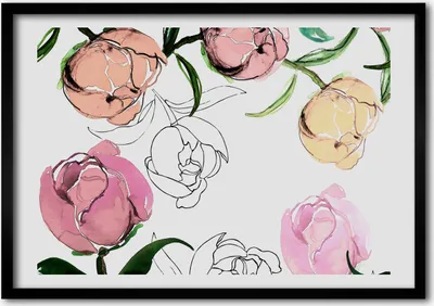 Produktbild von Bild - Bilder - Bilderrahmen - 70 cm x 50 cm - MDF-Rahmen, Wandkunst Pfingstrose Knospen