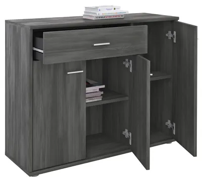 Produktbild von Sideboard ESTELLE Mehrzweckschrank, Esche grau mit 3 Türen und 1 Schublade, 88 cm breit