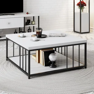 Produktbild von Skye Decor, Zenn - White, Black, Couchtische, Weiß, 90 x 40 x 90 cm