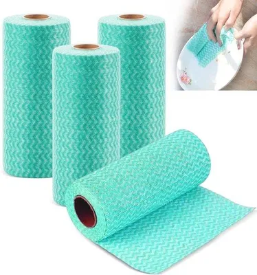 Immagine prodotto di Rotolo di panni in microfibra multifunzione, 4 rotoli, panni J-Cloth riciclabili, panno, strofinaccio da cucina, panno per la pulizia, set di panni per la pulizia, colore verde
