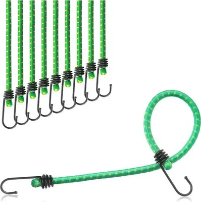 Immagine prodotto di Set da 10 pezzi di cinghie elastiche di fissaggio - Supporti da viaggio - Estensori con ganci - Cinghie elastiche di fissaggio per il fissaggio del carico