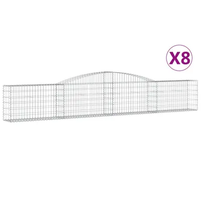 Produktbild von vidaXL Gabionen mit Hochbogen 8 Stk. 400x30x60/80 cm Verzinktes Eisen