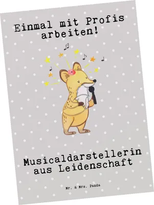 Produktbild von Mr. & Mrs. Panda Postkarte Musicaldarstellerin Leidenschaft - Grau Pastell - Geschenk, Grußkarte, bildkarte, Postkarten, Ansichtskarten, Ansichtskarte