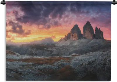 Produktbild von MuchoWow® Wandteppich Wandbehang Felsen - Berg - Sonnenuntergang - Landschaft 120x90 cm Tapisserie Dekoration Wandtuch - Wohnen - Aufhänger für die Wand