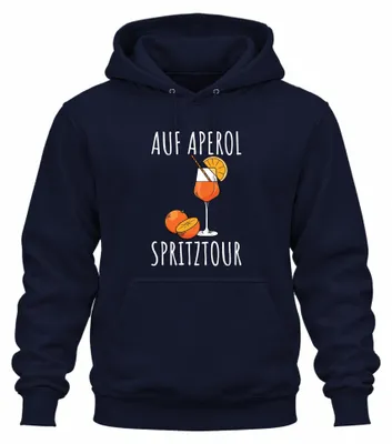 Imagen del producto de Sudadera con capucha uni, estilo "Aperol Spritz", diseño divertido para fiestas de verano, ideal para amantes de los cócteles, color azul marino, talla XXL