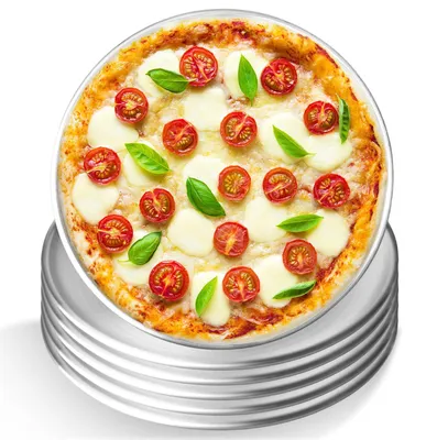 Produktbild von 6 runde Pizzableche aus Edelstahl, 26 cm, Edelstahl-Pizzablech