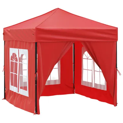 Image de Tente de réception pliable avec parois Rouge 2x2 m