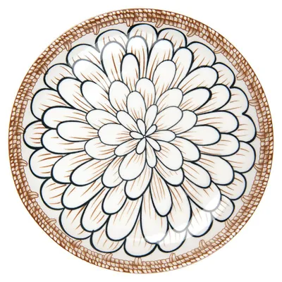 Image de Clayre & Eef Assiette à déjeuner Ø 21x3 cm Blanc Marron Céramique