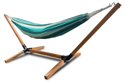 Obrázek produktu pro Houpací síť s dřevěnou konstrukcí, rozměry 270 x 100 x 95 cm