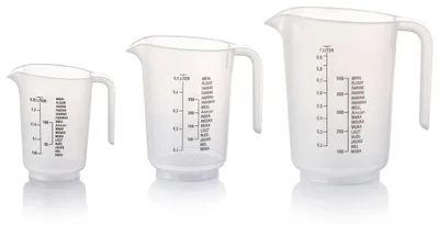 Maatbeker-Set 3-teilig, 1000/500/250 ml, bruchfest, hitzebeständig